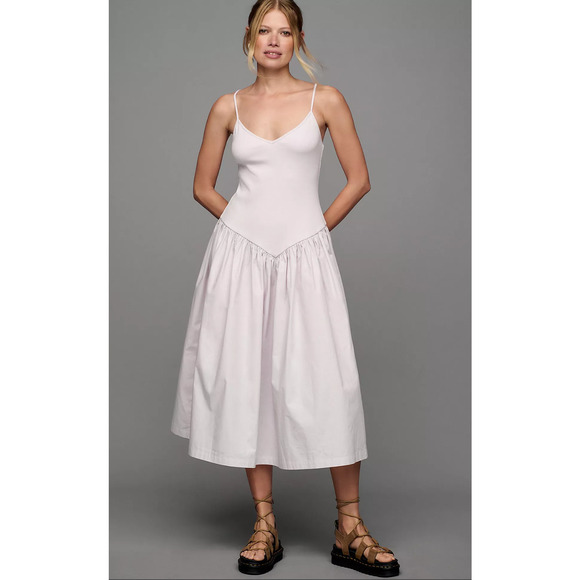 NWT Anthropologie Maeve Poplin Twofer Midi Dress - Medium - Picture 1 of 4